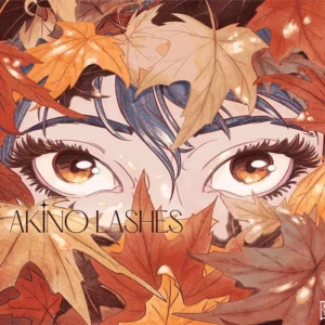 Changing anime girl eyes among sakura cherry blossoms and autum leaves