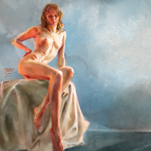 Female nude pose, figure drawing, painting digital