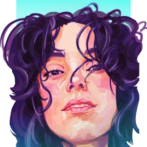 digital painting portrait Beautiful curly haired girl