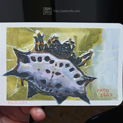 small goauche painting of a spider